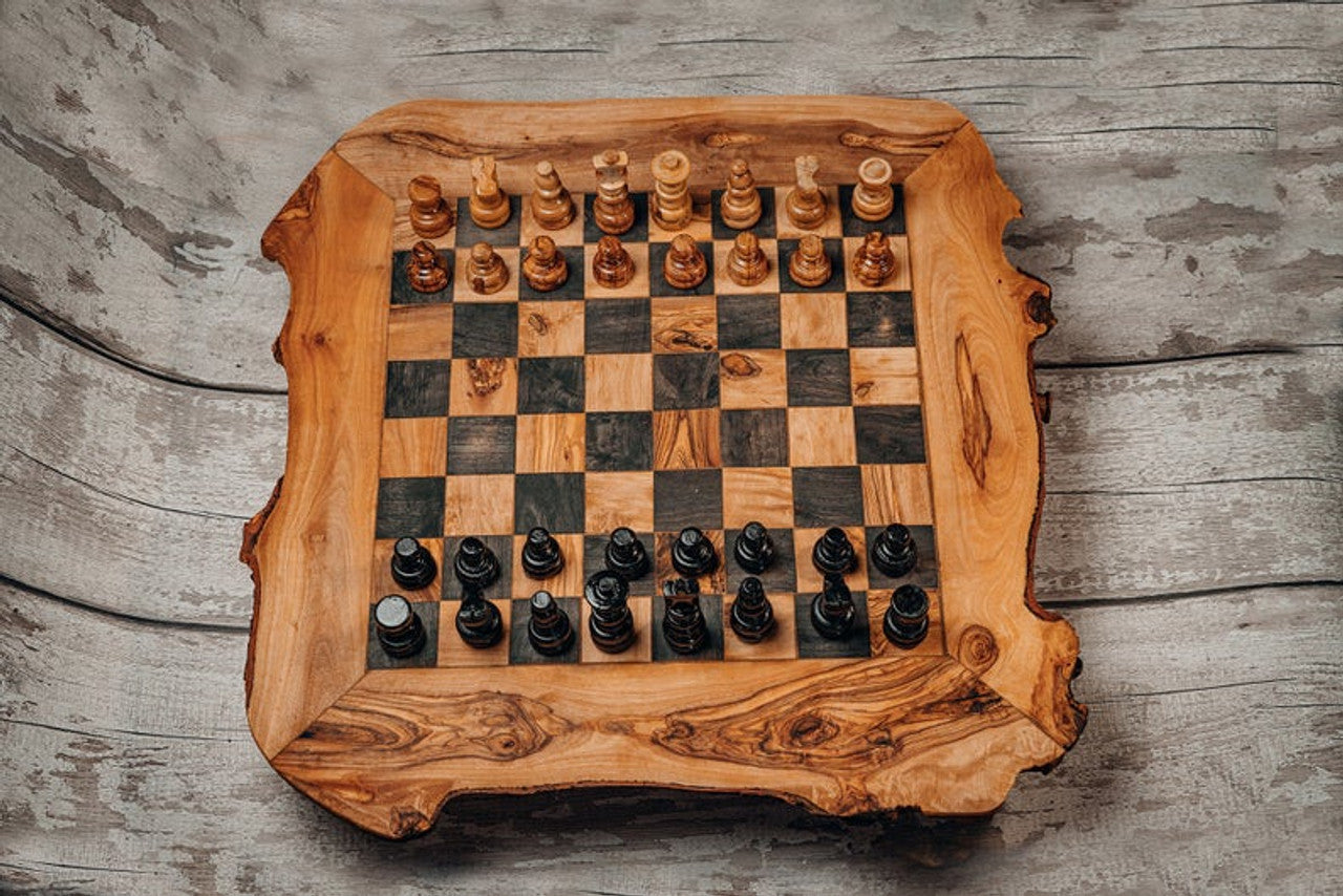 Rustic Olive Wood Large Chess Board