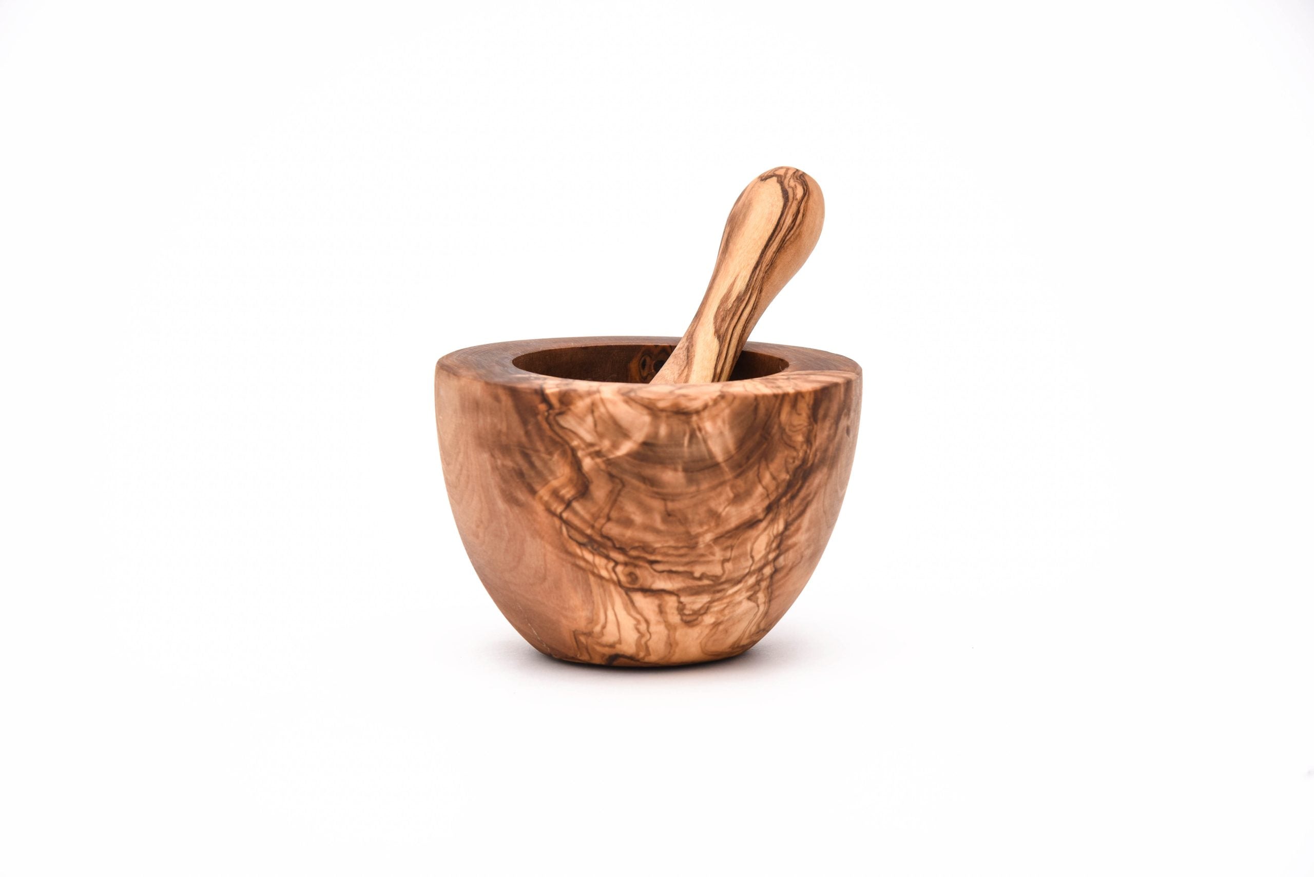 Olive Wood Mortar and Pestle Straight Edge