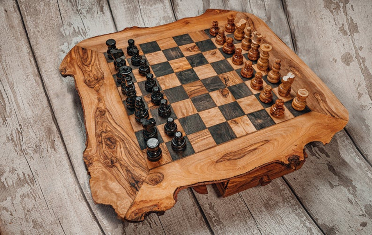 Rustic Olive Wood Large Chess Board