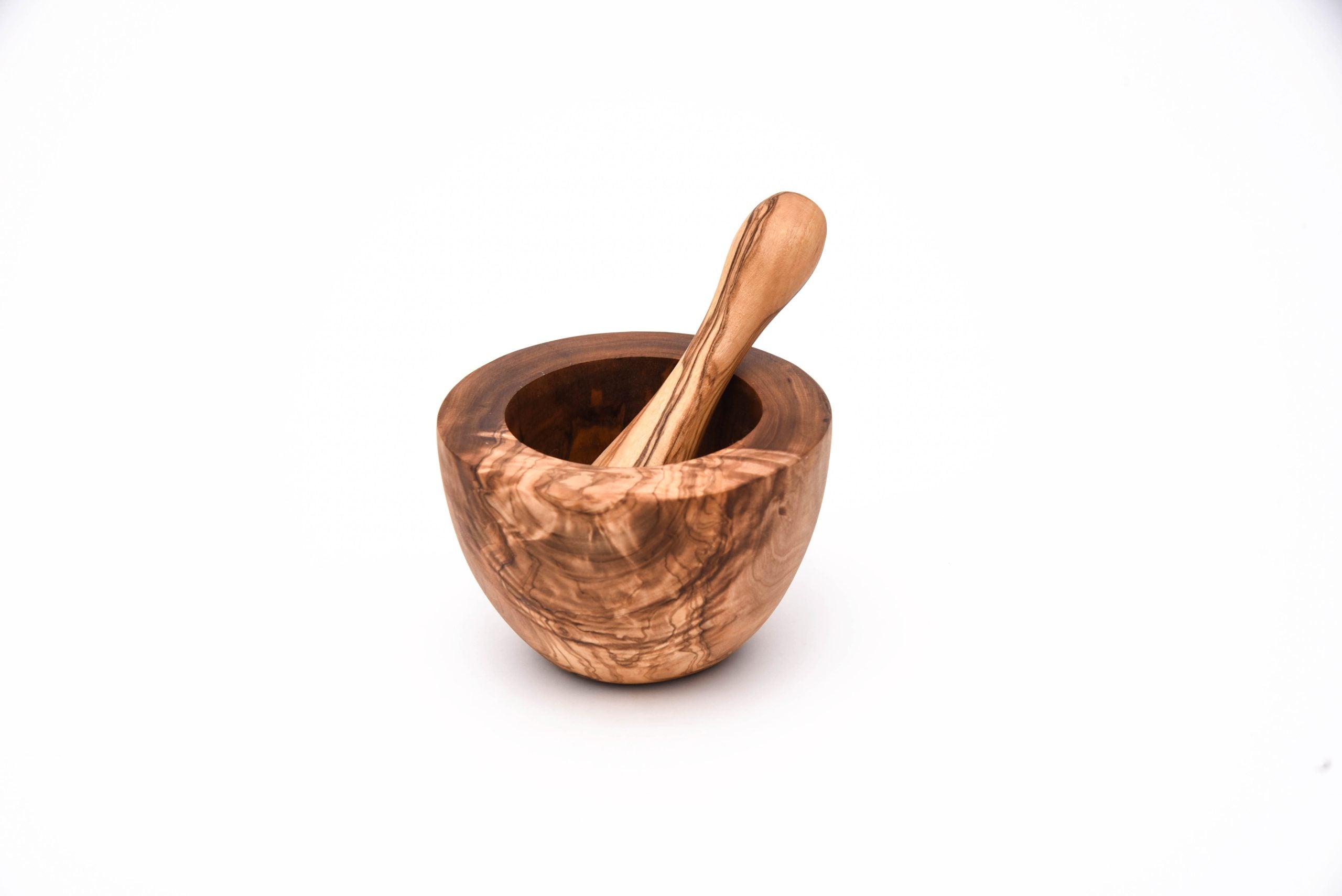 Olive Wood Mortar and Pestle Straight Edge