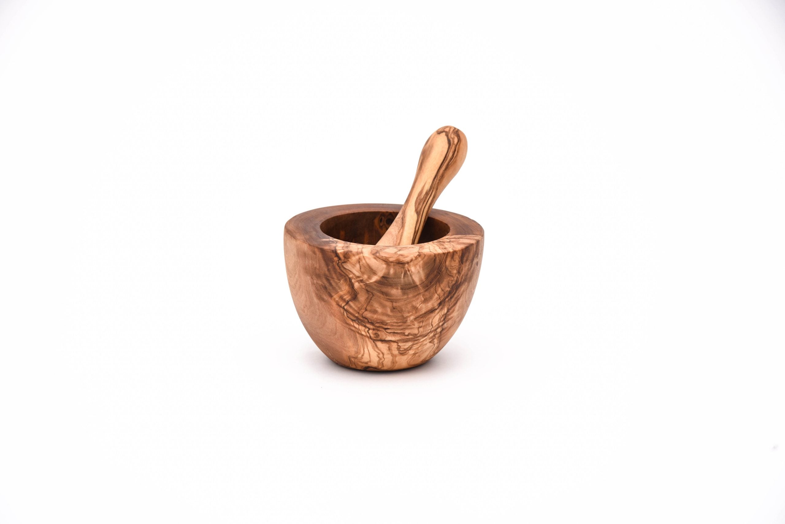 Olive Wood Mortar and Pestle Straight Edge